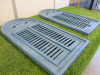 Pair of Pine Wood Shuttered Mirrors in Blue, Size 75 x 39cm. - 3