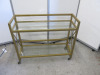 Mobile Gold Painted Metal Framed Glass 2 Tiered Trolley, Size H81 x W97 x D33.