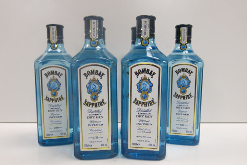 6 x Bombay Sapphire London Vapour Infused Dry Gin, 700ml.