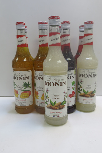9 x Assorted Flavour Monin Sirop, 700ml.