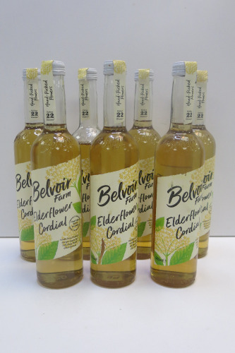 7 x Belvoir Farm Elderflower Cordial, 500ml.