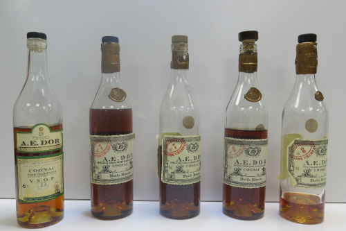 5 x Unsealed Assorted A.E. DOR Cognac.