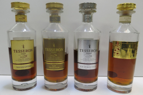 4 x Unsealed Assorted Tesseron Cognac.