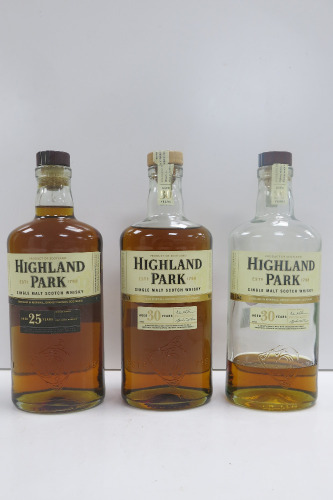 3 x Unsealed Highland Park Single Malt Scotch Whisky to Include: 2 x 30 Years Old & 1 x 25 Years Old.