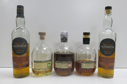5 x Unsealed Assorted Single Malt Scotch Whisky to Include: 2 x Glengoyne 18 Years Old, 2 x The Glenrothes 1988 & 1 x The Glenrothes 1995.