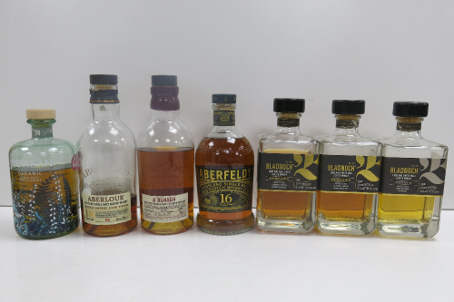 7 x Unsealed Assorted Single Malt Scotch Whisky to Include: 2 x Blacknoch Samsara, Blacknoch Vinaya, Aberfeldy 16 Years Old, Aberlour 18 Years Old, Aberlour A'Bunadh & Nc'Nean Batch 12.
