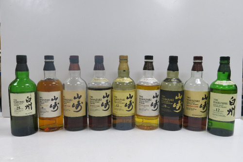 9 x Unsealed Suntory Distillery Single Malt Japanese Whisky to Include: The Yamazaki 12 Years Old, Puncheon 2013, 18 Years Old, 18 Years Old 2017 Edition, Spanish Oak, Sherry Cask 2013, Sherry Cask 2016, The Hakushu 25 Years Old & The Hakushu 12 Years Old