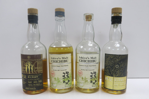 4 x Unsealed Assorted Chichibu Distillery Single Malt Japanese Whisky to Include: 2 x Ichiro's Malt & 2 x 1st Fill Bourbon.