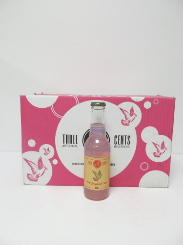 96 (4 Boxes) x Three Cents Pink Grapefruit Soda, 200ml.