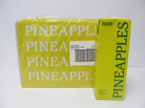 9 x Cartons of Eager Pineapple Juice, 1L.