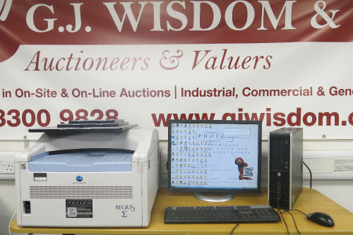 Konica Minolta Regius Sigma Computed Radiograpghy Machine. Comes with 3 x Assorted Sized Regus RC-300 X Ray Cassettes, 35 x 43cm, 24 x 30cm, 18 x24cm,1 x HP Compaq 8200 Elite PC, 1 x Eizo Ergotron 21.3 LCD Monitor, Model MX210, Keyboard & Mouse.