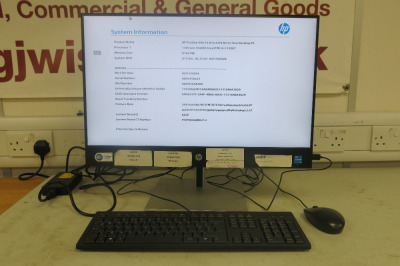 HP 23.8" Pro One All In One Desktop PC, Model HSC-1003-24, 13th Gen Intel Core i3-13100T, 8192MB Memory. Comes with Power Supply, Keyboard & Mouse. Spec TBC.