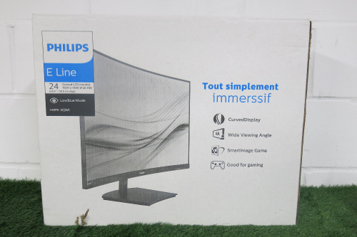 Boxed/New Phillips 24" 241E1 Curved Screen Monitor.