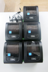 5 x TSC Barcode Printers, Model DA210, with 2 x Power Supplies.