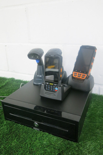 5 x Assorted Hand Held/Till Devices to Include: 2 x Datalogic Barcode Scanners, 1 x MUNBYN Rugged Barcode Scanner, 1 x Other Rugged Barcode Scanner & 1 x Aures Till (missing key).