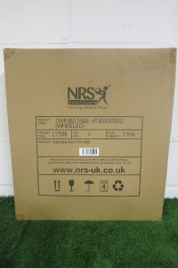 Boxed/New NRS Healthcare Height Adjustable Mobile Overbed Table.