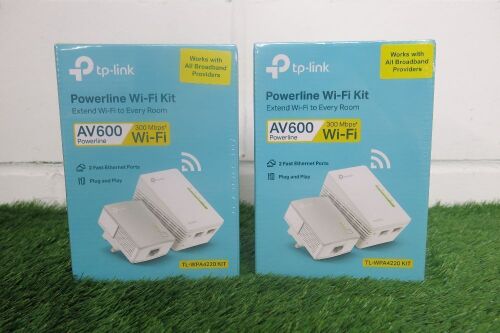 2 x Boxed New TP-Link Power Line Wifi Kits, Model TL-WPA4220.