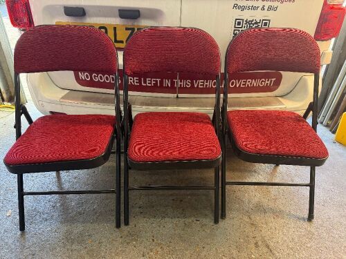 25 x Folding Dark Red Fabric Chairs.