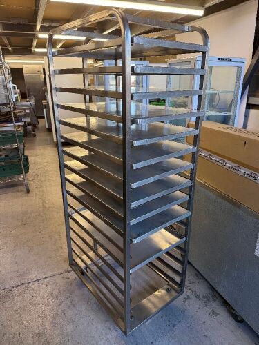 16 Rack Stainless Steel Mobile Bakery Rack with 11 x Trays.
