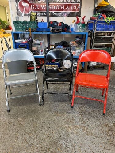 Lot of Habitat Macadam Steel Folding Chairs to Include: 8 x Grey 3 x Black 2 x Red
