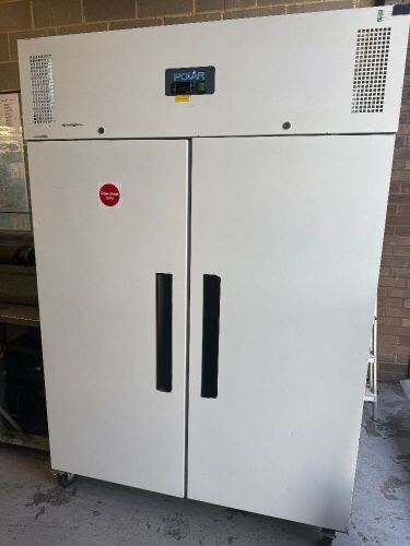 Polar 2 Door Upright Fridge, Model CC663-2, on Wheels.