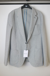 Paul Smith Striped Seersucker Cotton Blend Suit Blazer, Size UK 40 - EU 50. RRP &pound;600.