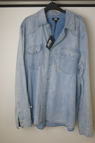 Paige Light Blue Button Up Denim Overshirt, Size XL. RRP &pound;275.