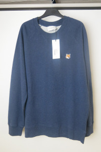 Maison Kitsune Paris Navy Sweatshirt, Size XL. RRP &pound;160.