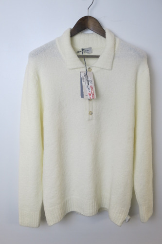 Margano Cream Wool & Lana Knitted Longsleeve Polo, Size 52. RRP &pound;240.