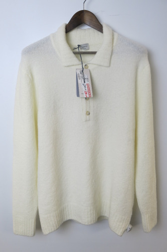 Margano Cream Wool & Lana Knitted Longsleeve Polo, Size 50. RRP &pound;240.