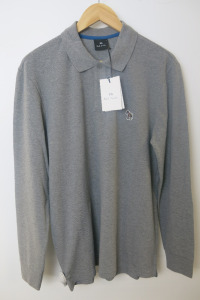 Paul Smith Grey Longsleeve Kzebra Polo, Size M, RRP &pound;95.