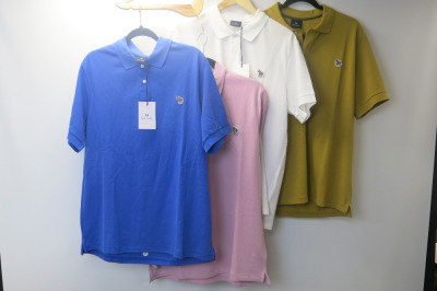 4 x Paul Smith Kzebra Polo Shirts, Size L, RRP &pound;85 each to Include: 1 x Mustard Yellow, 1 x Blue, 1 x Pink & 1 x White.