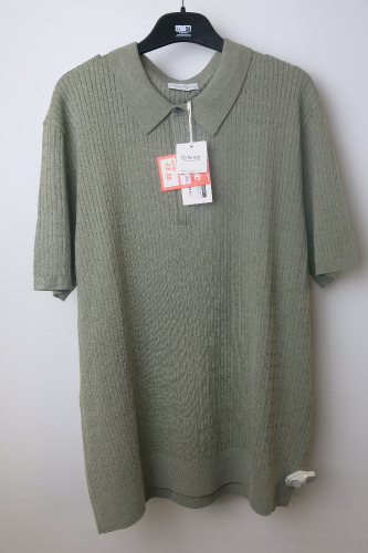 Profoumo Ribbed Khaki Polo, Size XL, RRP &pound;110.