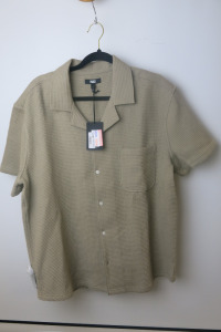 Paige Taupe Waffle Knit Shirt, Size L, RRP &pound;213.