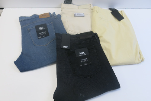 4 x Pairs of Paige Trousers, Size 38, to Include: Light Grey Denim, Blue Denim, Black Denim & Cream Chino. RRP &pound;230 each.