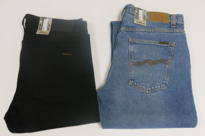 2 x Pairs of Nudie Jeans, W36 x L34, to Include: Black Lean Dean & Washed Blue Solid Ollie. RRP &pound;145 each.