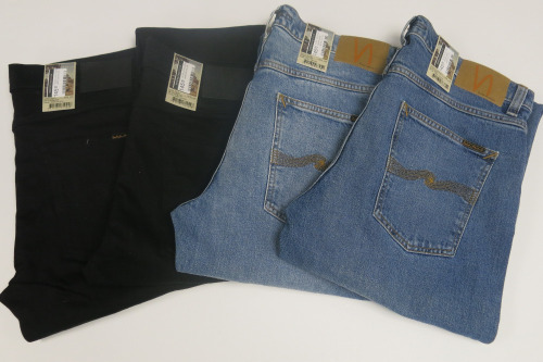 4 x Pairs of Nudie Jeans, W34 x L34, to Include: 2 x Black Lean Dean, 1 x Blue Solid Ollie & 1 x Blue Steady Eddie II. RRP &pound;145 each.