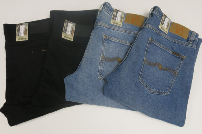 4 x Pairs of Nudie Jeans, W34 x L34, to Include: 2 x Black Lean Dean, 1 x Blue Solid Ollie & 1 x Blue Steady Eddie II. RRP &pound;145 each.