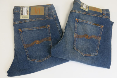 2 x Pairs of Nudie Jeans Solid Ollie Dark Blue Wash, W34 x L30. RRP &pound;145 each.