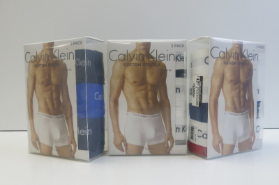 3 x Assorted 3pcs Packs of Calvin Klein Cotton Stretch Classic Fit Trunks. Size M. RRP &pound;42 each.