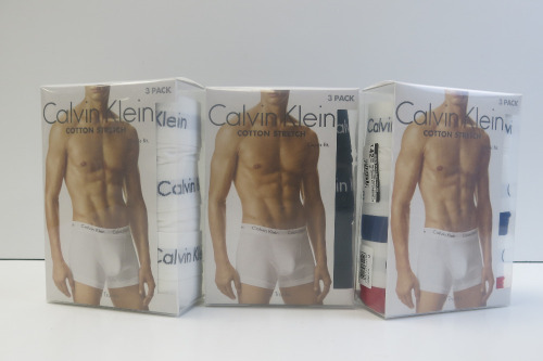 3 x Assorted 3pcs Packs of Calvin Klein Cotton Stretch Classic Fit Trunks. Size M. RRP &pound;42 each.
