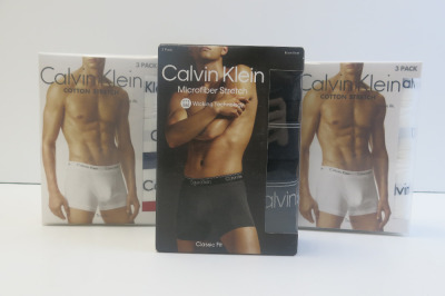 4 x Assorted 3pcs Packs of Calvin Klein Trunks, Size XL, to Include: 3 x Classic Cotton Stretch & 1 x Microfibre Stretch. RRP &pound;42 each.