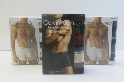4 x Assorted 3pcs Packs of Calvin Klein Trunks, Size XL, to Include: 3 x Classic Cotton Stretch & 1 x Microfibre Stretch. RRP &pound;42 each.