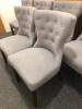 6 x Button Back Silver Stud Grey Upholstered Dining Chair. Size 92 x 60cm - 2