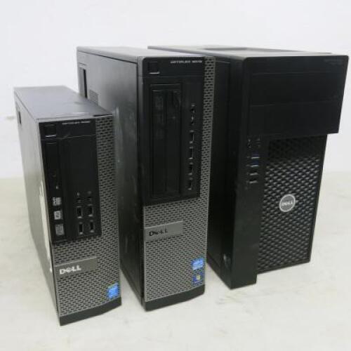 3 x PC's to Include: Dell OptiPlex 9020, Intel Core i5-4570, CPU @ 3.20GHz. Dell OptiPlex 9010 & Dell Precision Tower 3620. No HDD (As Viewed)