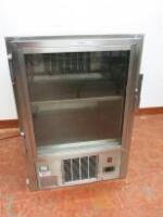 Stainless Steel Glass Door Commercial Undercounter Refrigerator. Size (H) 86cm x (W) 60cm x (D) 72cm