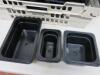 Lot Consisting of Vogue Plastic Bain Marie Insert to Include: 47 x GN 1/4-100, 3 x GN 1/6, 17 x GN1/9-100 - 3