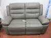 2 Seater Winged Grey Leather Sofa. Size H100cm x D85cm x W150cm - 4