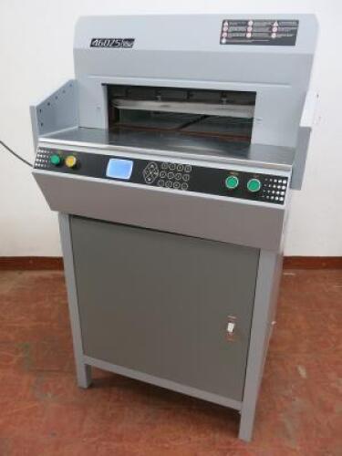 Dumor Seris Precise Paper Gutter/Guillotine. Comes with Keys, User Manual, Disc, Safety Document and Tooling (As Viewed). Model 460Z5 48.2. Machine No 171220636.