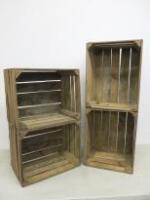 2 x Vintage Display Crate Shelving Units. Size - (H)80cm x (W)50cm x (D)30cm and (H)100cm x (W)40cm x (D)30cm